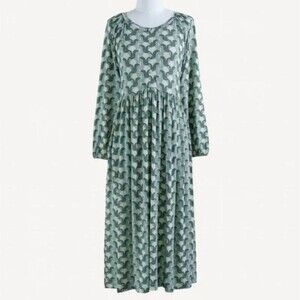 Kate Quinn dress xxl 2x green trojan horse long sleeve scoop neck bamboo new nwt